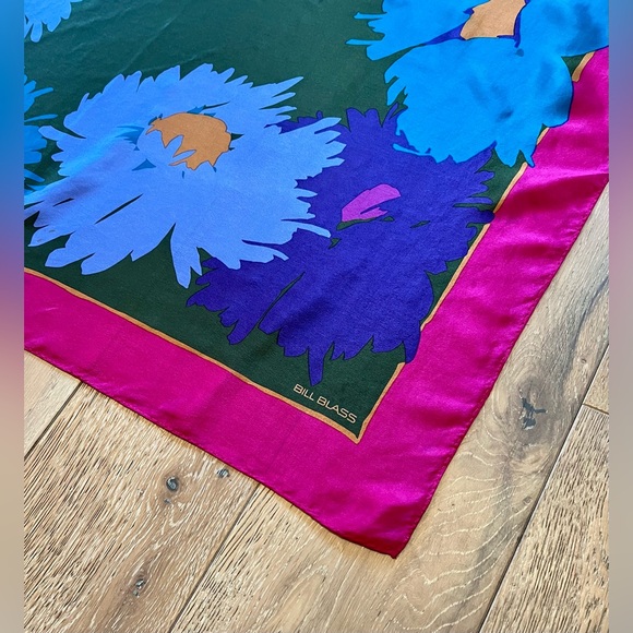 BILL BLASS For Barr & Beards Silk Scarf Vintage 70s Abstract Floral Square 30x30 - Picture 4 of 16